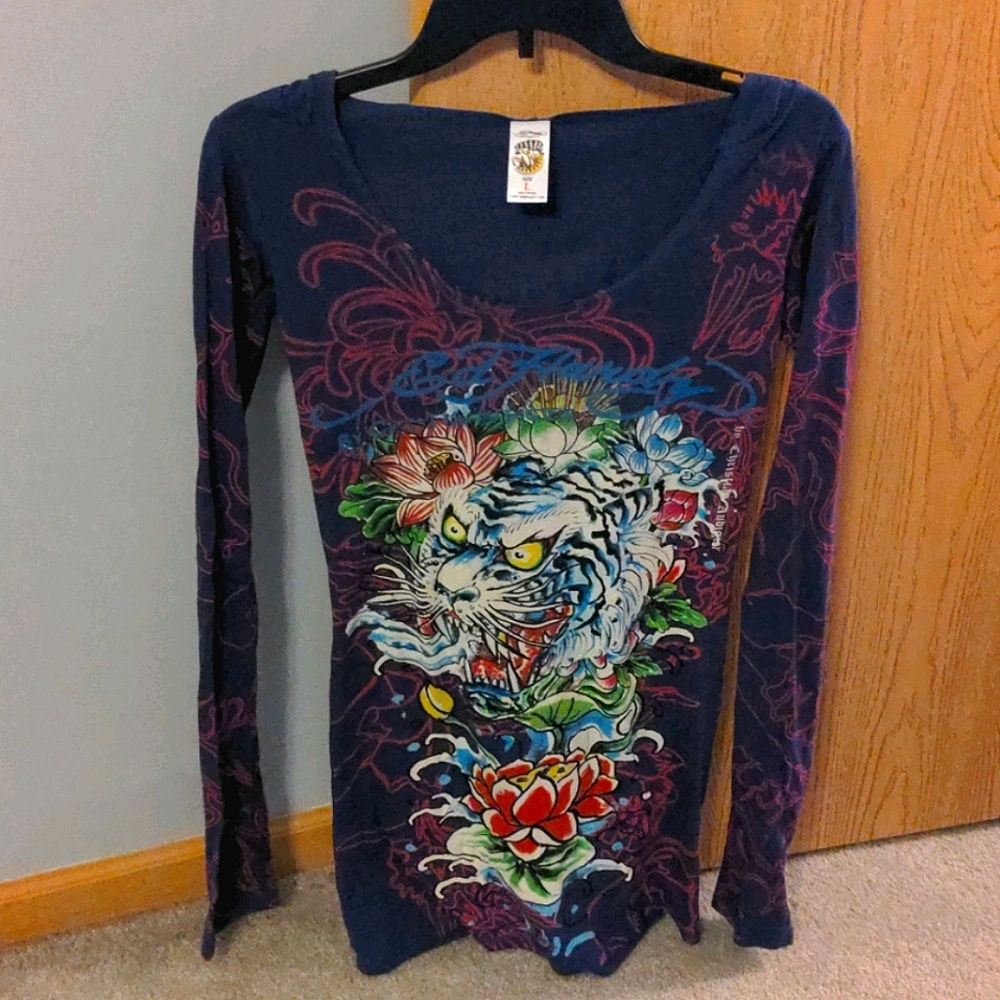 Ed Hardy printed hoodie dress- never worn